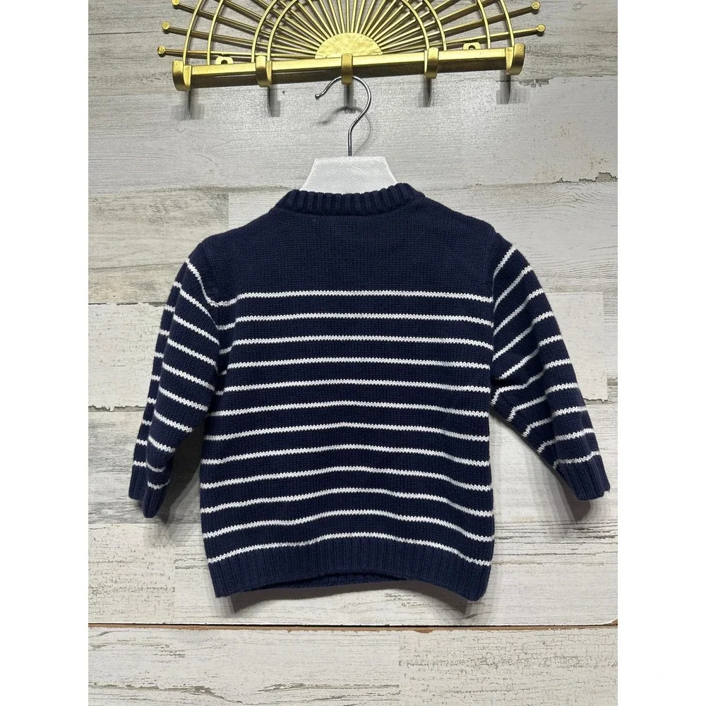 Vintage Gymboree Striped Sweater Boys 12-18 Months Navy Blue Nautical Knit EUC